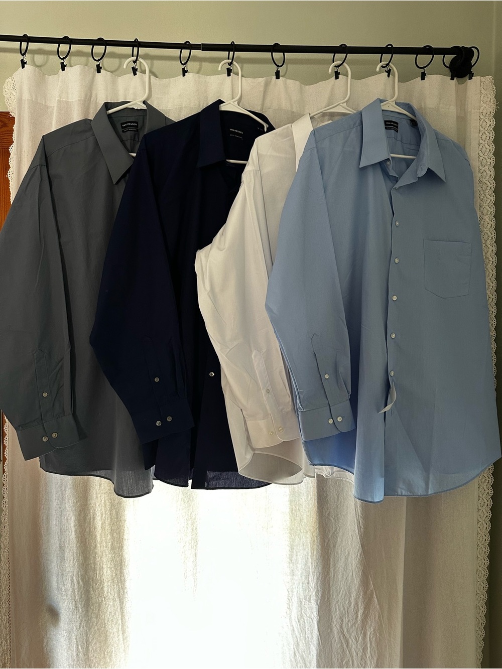 Van Heusen Men's Dress Shirts - Light Blue, White, Navy, Gray